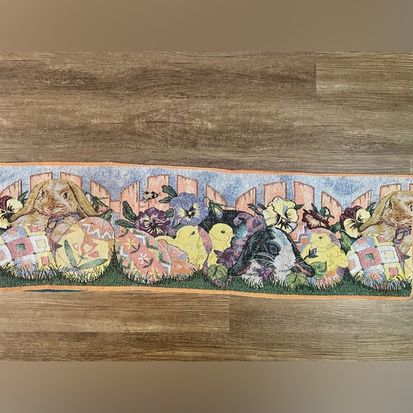 Lillian Vernon Easter Tapestry Table Runner Rabbits 70" Long &‎ 2 Placemats C33 - Picture 3 of 9